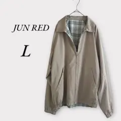 【ジュンレッド】リバーシブル フルジップ ブルゾン(L)ベージュ ×チェック柄のサムネイル