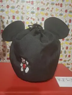 【美品】ディズニーリゾート限定 耳付き巾着ショルダーバッグブラック