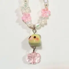 (鳥-７)オカメインコ・イエローグレー☆ガラス玉ストラップ☆艶あり♪ハンドメイドのサムネイル