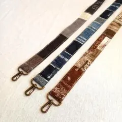 手作り☆ショルダーベルト☆3cm幅☆デニム調パッチワーク風☆３種