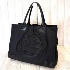 トリーバーチ　トートバッグ　エラ　Ella パイソン　ナイロン　大容量　黒
