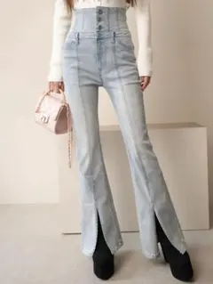 LIP SERVICE センタースリットフレアデニムパンツ