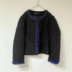 ベリムス　ノーカラージャケット　M ネイビー　ラメ　セレモニー　フォーマル　行事