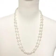 3mm淡水パール　長さ118cm バロック　2連　真珠ネックレス　ジェンダーレス