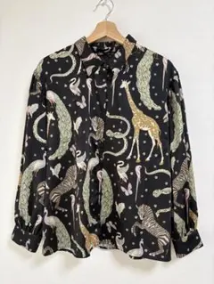 【傷アリ】ZARA 長袖 アニマル柄 ブラウス Sサイズのサムネイル