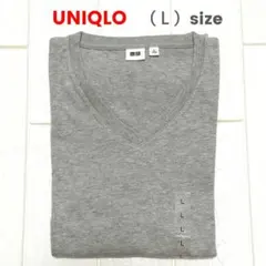 UNIQLO プレミアムコットン VネックＴシャツ Lサイズ グレー（杢柄）