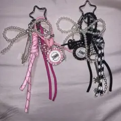 じゃらじゃらキーホルダー　ピンクブラック2セット