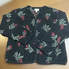 【Talbots】⭐️花柄 フリース ノーカラージャケット S