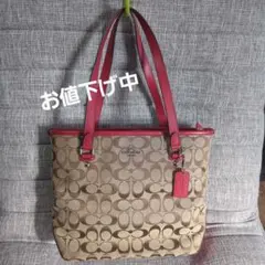 Coach トートバッグ ブラウン/レッド