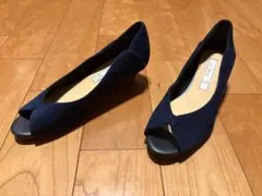 美品 Le Talon オープントゥ ウェッジソール パンプス ネイビー22cmのサムネイル