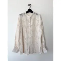 アイボリー シースルー 花柄 長袖 シャツ ブラウス