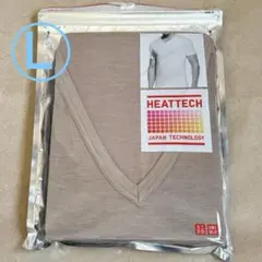ユニクロ　ヒートテック　VネックT（半袖）HEATTECH L ベージュ