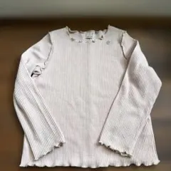 petit main リブ編みフリル襟長袖カットソー 110