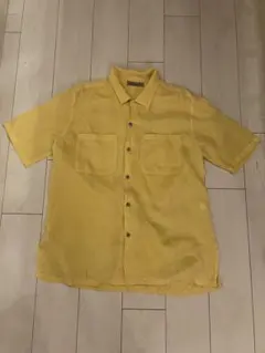 着心地抜群！麻　リネン　黄色 半袖シャツ 2ポケット