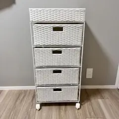 ラタン風 サニタリー ランドリーチェスト/ホワイト