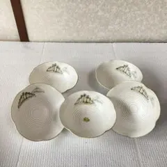 TS21 清水焼 雲楽窯（三代目斉藤雲楽）青抹陶 千段文鉢5客 和食器 TS21 清水焼 雲楽窯（三代目斉藤雲楽）青抹陶 千段文鉢5客 和食器
