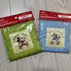 ディズニー ミッキー＆ドナルド ふんわりカラビナポーチ2個セット