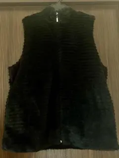 黒フリースジッパーベスト ハイネック