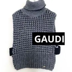 ガウディ ニットベスト タートルネック グレー アルパカウール フリーサイズ