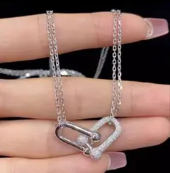 新品 雙環項鍊 鋯石鑽石 簡約 顯貴氣 三色可選 不鏽鋼