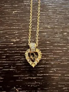 【極 美品】Dior ハート型クリスタルネックレス