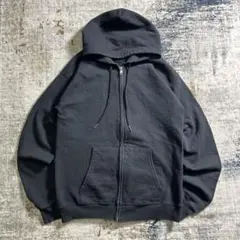 00s 無地 ジップパーカー グレー 短丈 ボックスシルエット フーディー