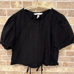 H&M ブラック ショート丈ブラウス XS