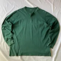 00s ランズエンド サーマル ロンT ヘンリーネック グリーン グランジ 平成