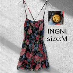 INGNI イング 花柄シフォンミニワンピース 金ボタン Mサイズ