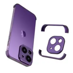 iPhone 15 ケース カメラレンズプロテクター フレームレス スリム 紫