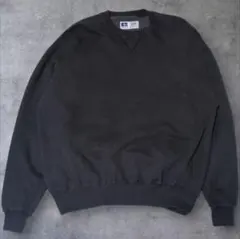 希少✨美品 ラッセル ハイコットン USA製 黒 前Ｖ スウェット 黒 L