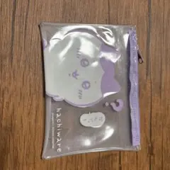 hachiwear 猫の顔型ポーチ 透明・紫