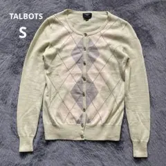 TALBOTS タルボット　アーガイル柄　カーディガン　ライムグリーン