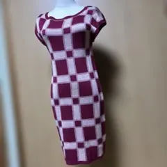 ノースリーブ ワインレッド チェック柄 ワンピースロイヤルパーティ！