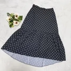 【美品】ketty Cherie ドット柄 マーメイドロングスカート M 黒のサムネイル