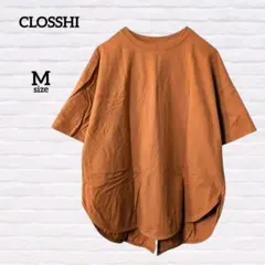 美品【CLOSSHI】バックスリット 五分袖プルオーバー クルーネック Tシャツ