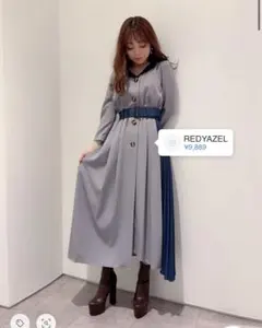 REDYAZEL（レディアゼル）の衿配色サイドプリーツ7分袖ワンピースのサムネイル