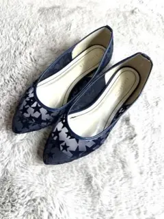 ESPERANZA 星柄 ブルー パンプス