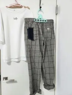 【明日までSALE】パンツ　綿100%　CEPO　デニムチェック　個性的