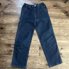 ダークブルー ゴムウエスト ロングパンツ