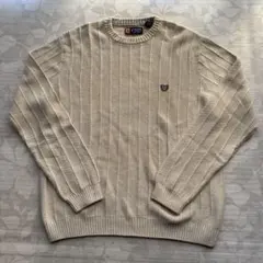 CHAPS チャップス 刺繍ロゴ コットンニット セーター ベージュ L