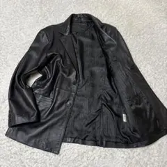 美品✨GORGIO ARMANI シングルライダース　ラムレザー　ネイビー48 美品✨GORGIO ARMANI シングルライダース ラムレザー ネイビー48