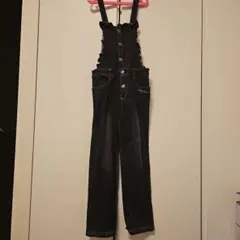 mezzo piano ブラックオーバーオール 130