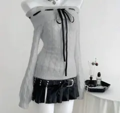 Elamini オフショルダー ニットセーター