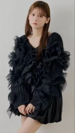 新品 andrea&co ビジューレースチュールスカート ブラック - メルカリ