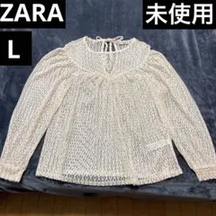 ZARA ザラ シアー 刺繍 レース 長袖 ブラウス トップス 未使用 Lサイズ