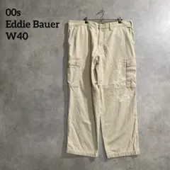 00s Eddie Bauer カーゴパンツ W40 ペイント ワイド ベージュのサムネイル