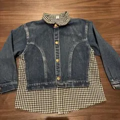 デニムジャケット チェック柄シャツコンビ