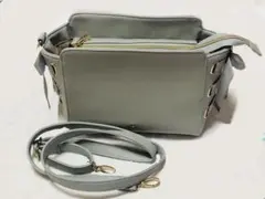 【処分価格】ショルダーバッグ 量産型 ブルーグレー 水色 くすみカラー