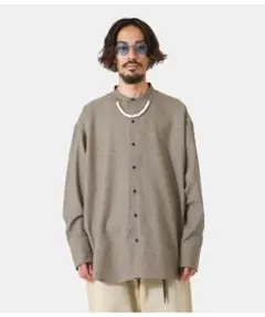 PORT BY ARK Long cuffs Band Collar Shirt